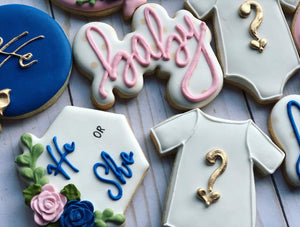 Gender reveal baby shower cookies