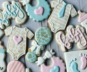 Gender reveal baby shower cookies