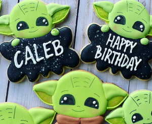 Baby Yoda birthday cookies