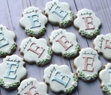 Load image into Gallery viewer, Baby shower gender reveal cookies