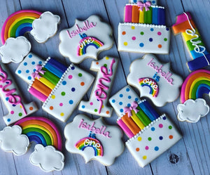 One year old rainbow birthday Theme Cookies