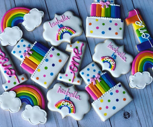 One year old rainbow birthday Theme Cookies