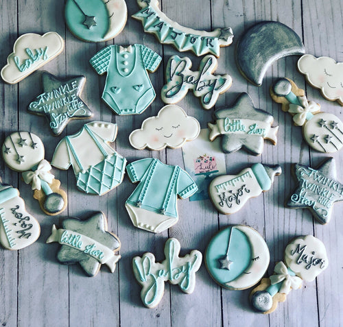 Moon and stars Baby shower cookies