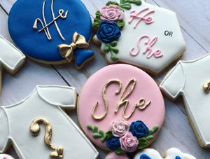 Gender reveal baby shower cookies