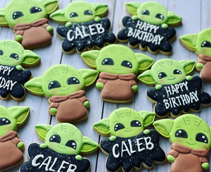 Baby Yoda birthday cookies