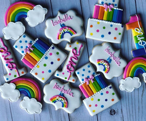 One year old rainbow birthday Theme Cookies
