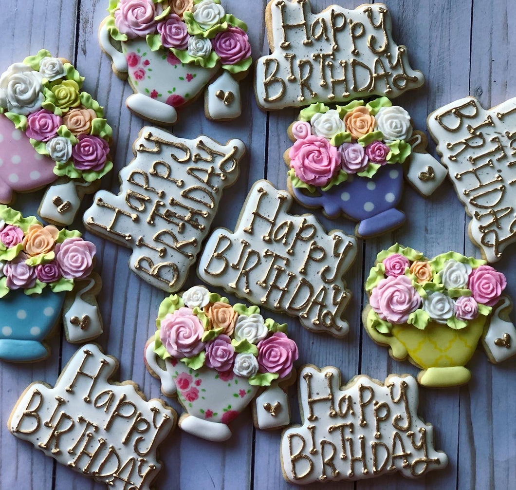 Teacups Birthday Theme Cookies