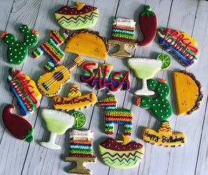 Mexican birthday cookie theme